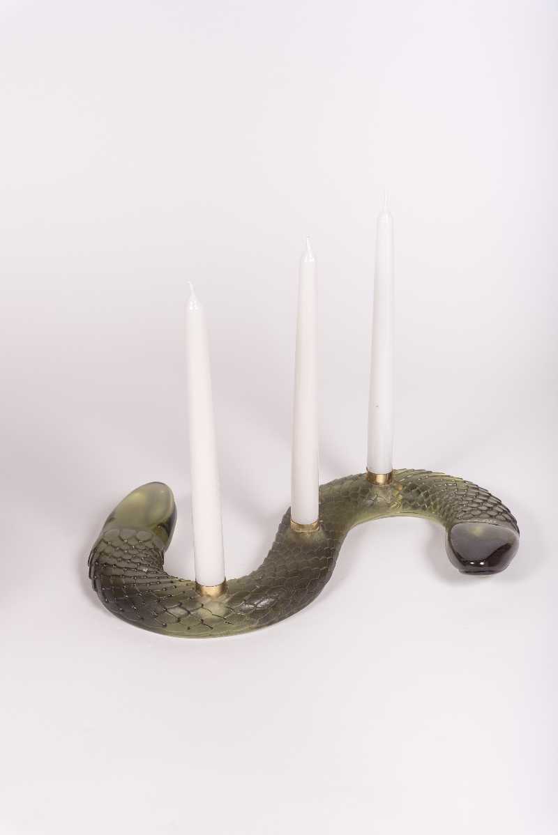 CASTIÇAL SERPENTE 37x21x5(h)cm - ENZO SABOCINSKI